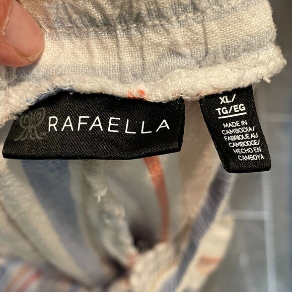 Rafaella Striped Linen Blend Wide Leg Pull On Pants XL - Picture 5 of 9